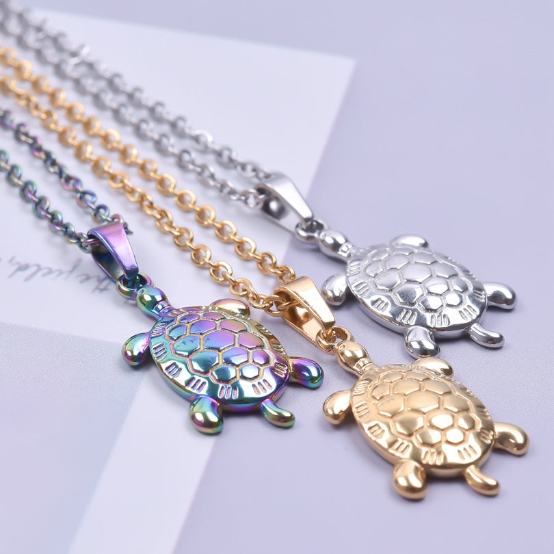 Stainless Steel Hydraulic Turtle Electroplating Ornament Necklaces