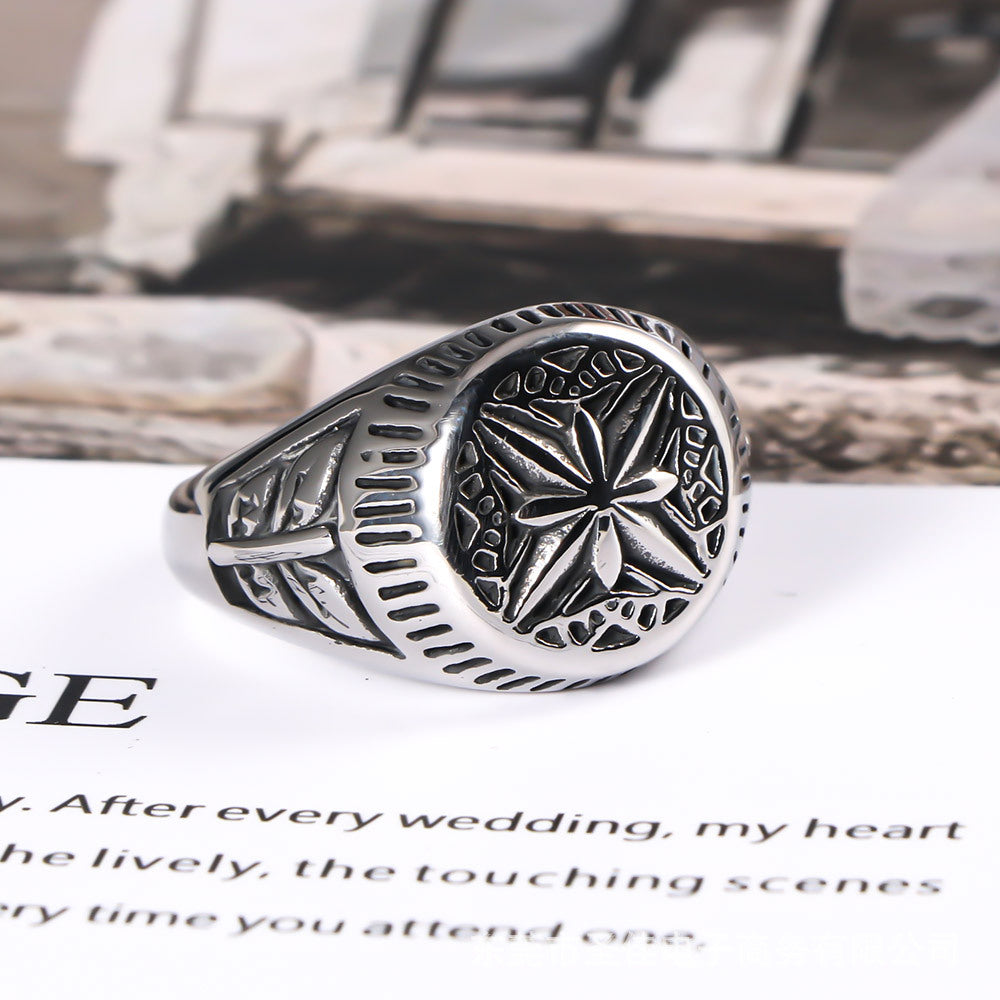 Women's & Men's Titanium Steel Fashion Rice Character Design Rings