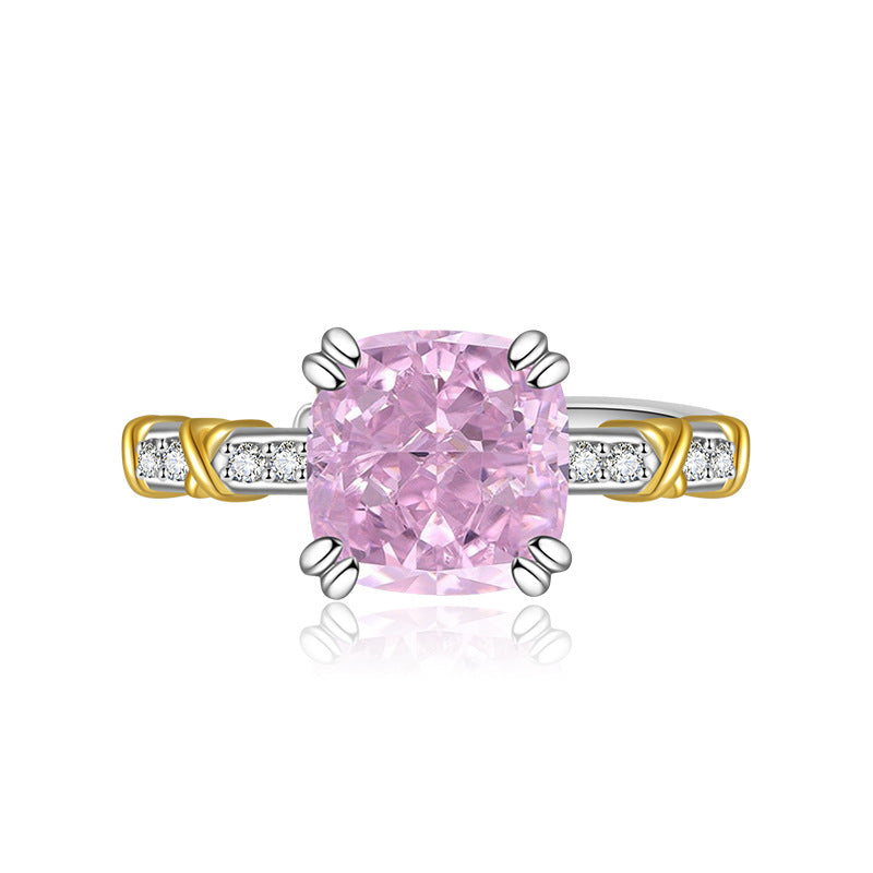 Flower Cut Color Zircon Female Gold Points Advanced Design Rings