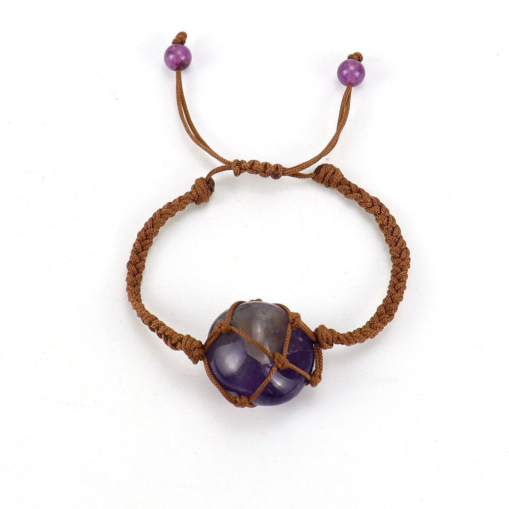 Brown Jade Thread Crystal Amethyst Stone Net Rings