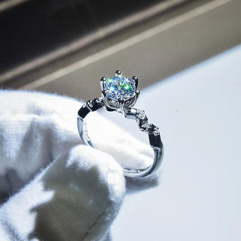 Live Broadcast Sier Moissanite Female Karat Rings