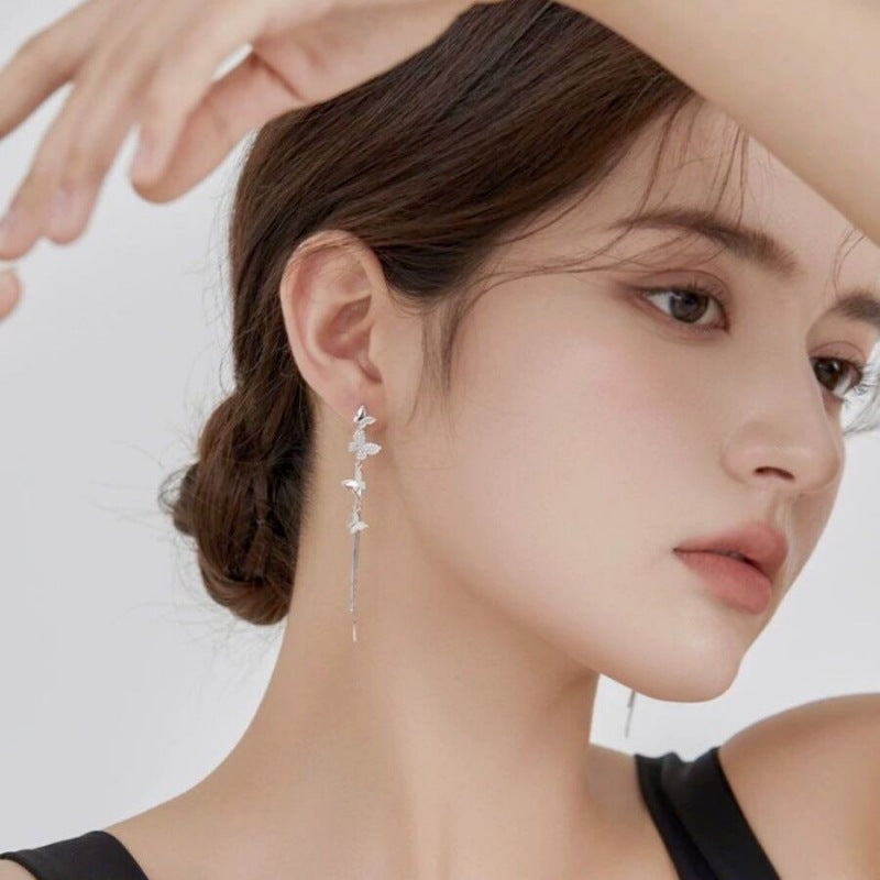 Light Luxury Butterfly Tassel Female Temperament Long Wild Personality Earrings