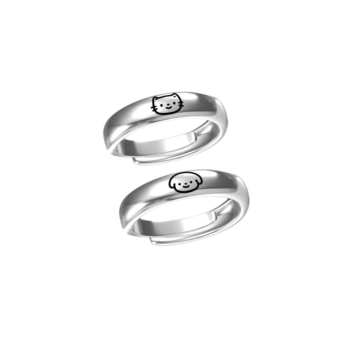 Women's & Men's Iti Puppy Kitty Cartoon Pattern Hello Rings