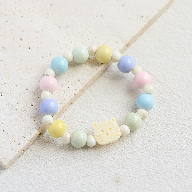 Women's Dopamine Color Ceramic Ancient Style Beaded Bracelets