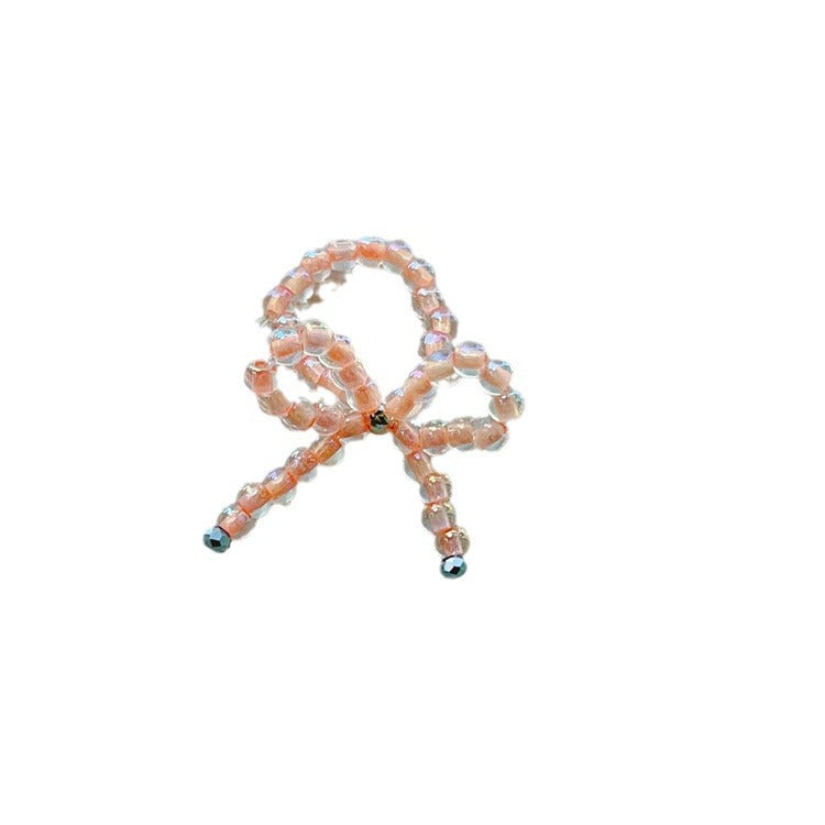 Niche Design Bowknot Transparent Colorful Beaded Rings