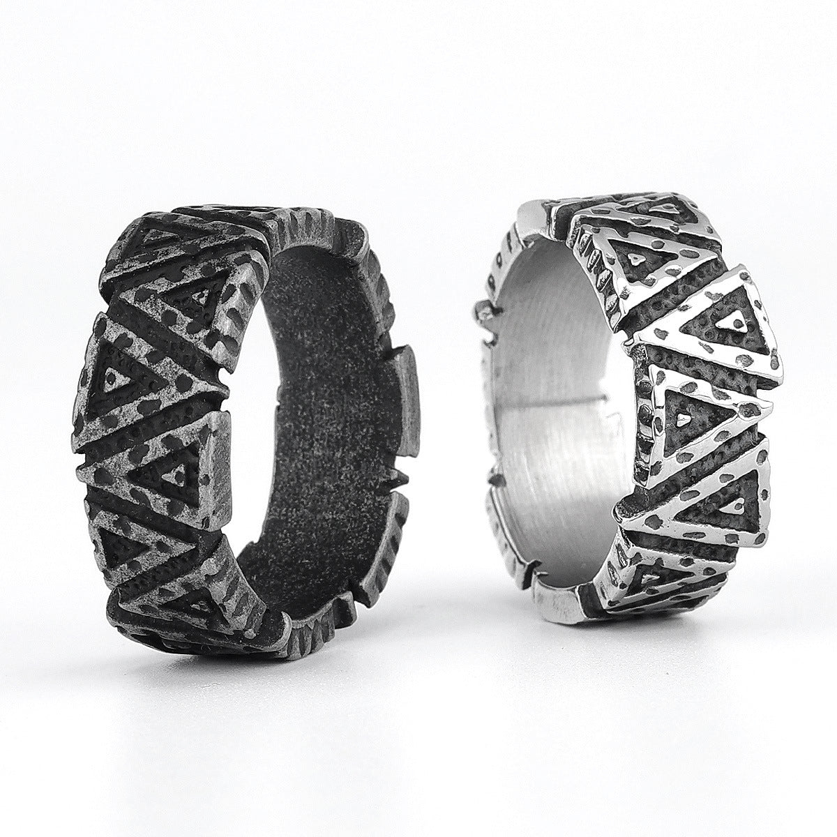 Titanium Steel Viking Vertical Texture Unisex Rings