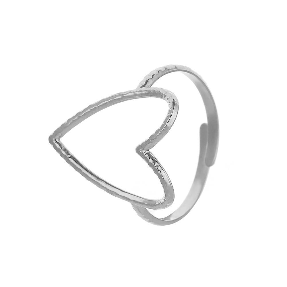 Creative Titanium Steel Adjustable Hollow Love Heart-shaped Rings