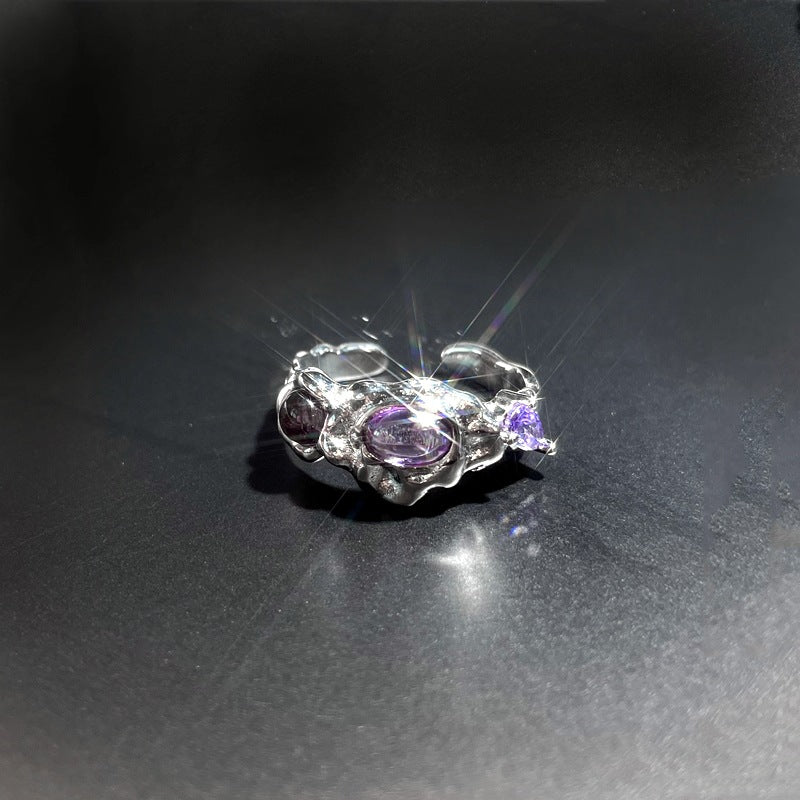 Star Purple Diamond Zircon Series Open Female Affordable Rings