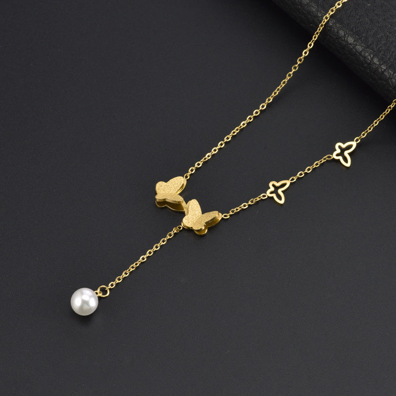 Classic Multiple F Letter Female Titanium Necklaces