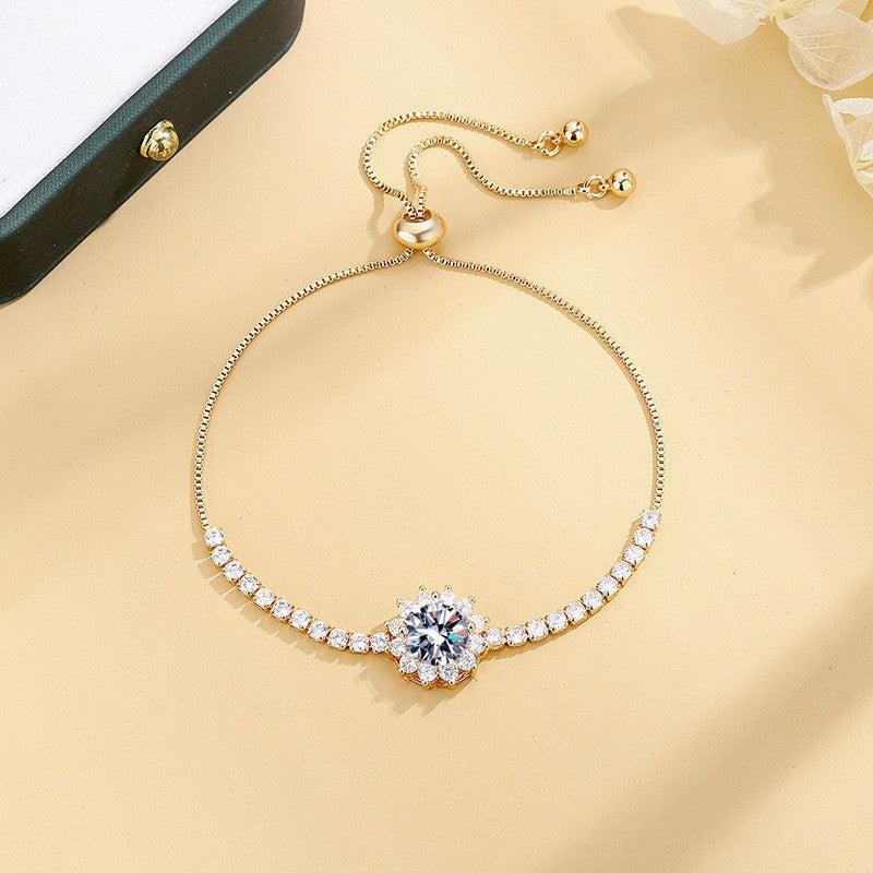 Women's Champagne Gold Zircon Temperament Wild Pull Bracelets