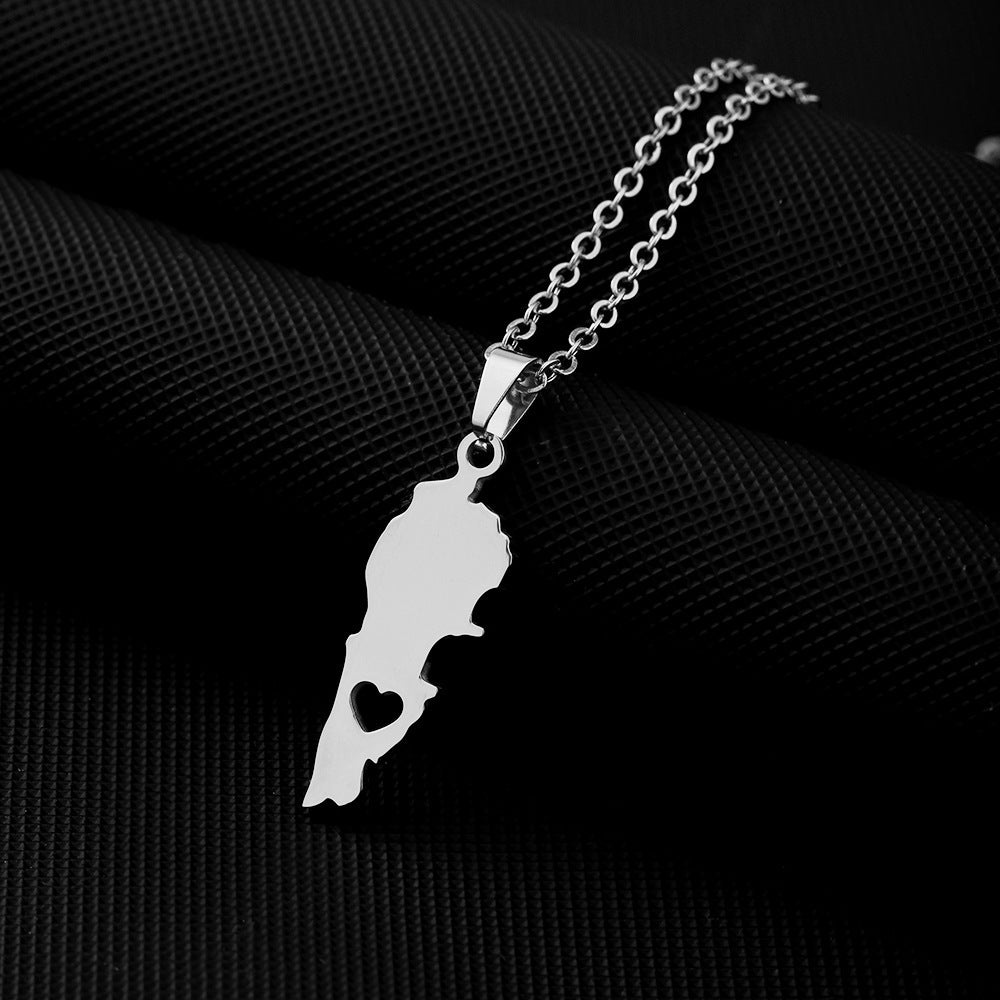 Women's & Men's Oil Dripping Map Stainless Steel Couple Necklaces