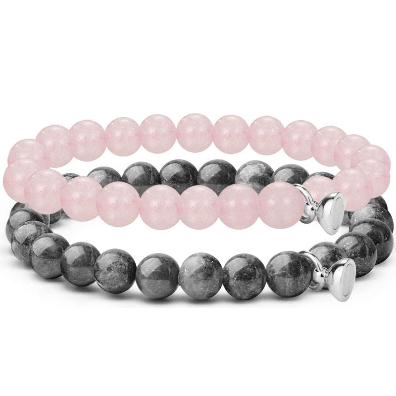 Couple Turquoise Pink Crystal Single Circle Black White Beads Bracelets