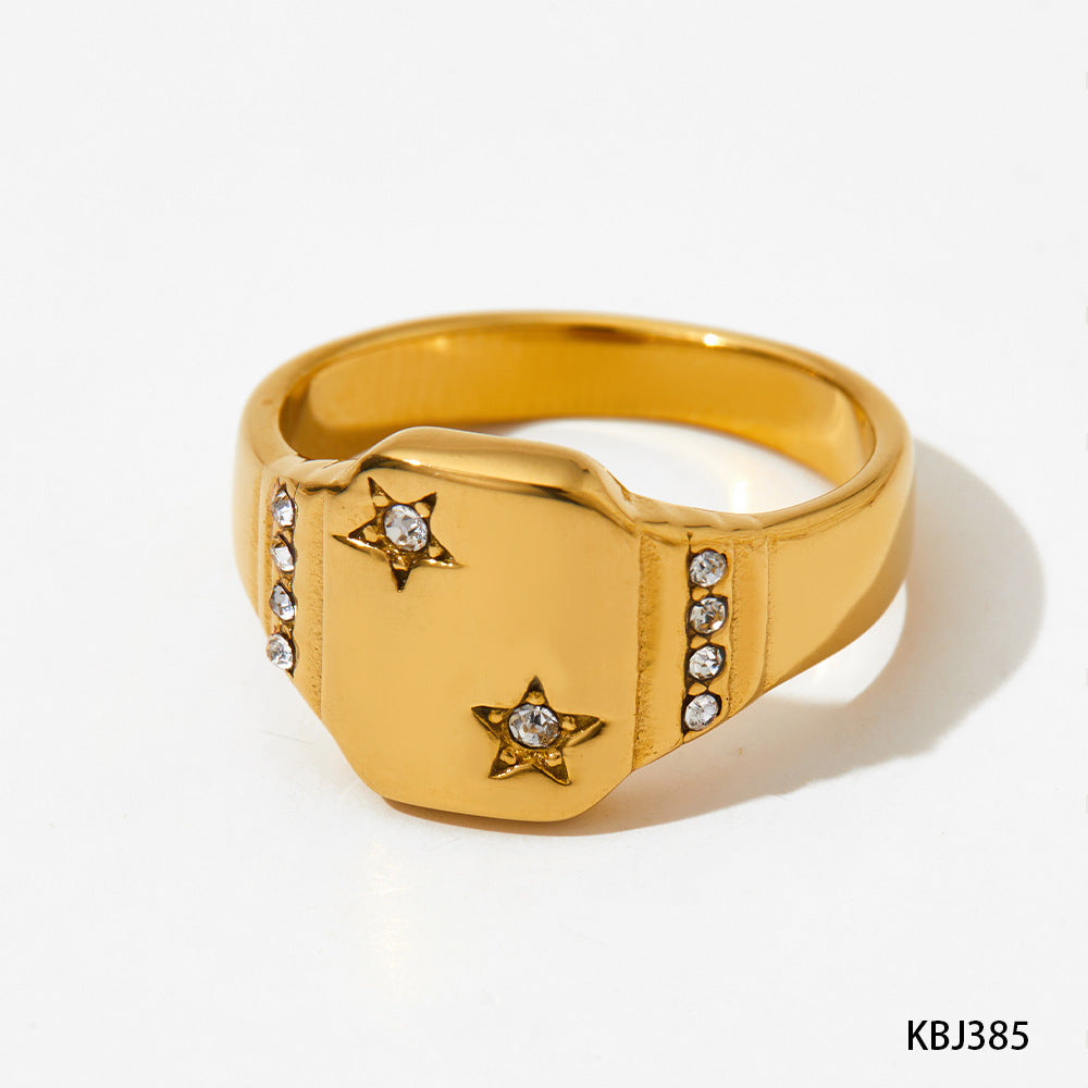 Stainless Steel Retro Star Moon Design Rings