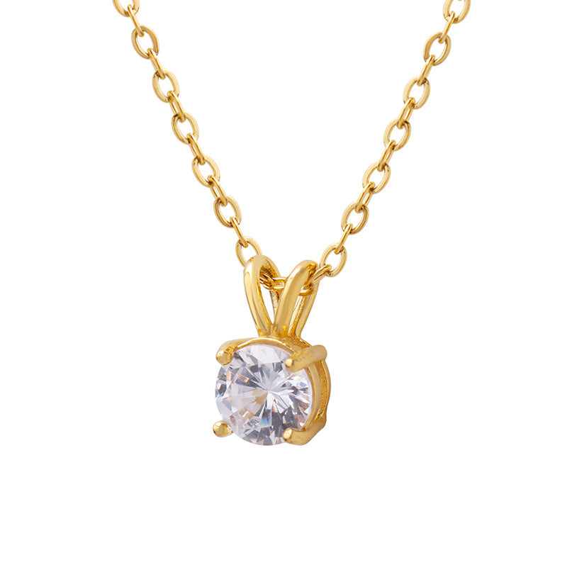 Women's Popular Shining Zircon Titanium Steel Regular Necklaces