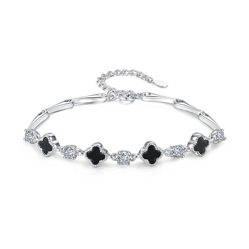 Women's Niche Design Black Agate Clover Live Bracelets