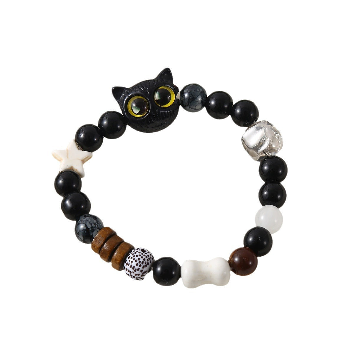 Cheese Black Sesame Kitty Cat White Bracelets