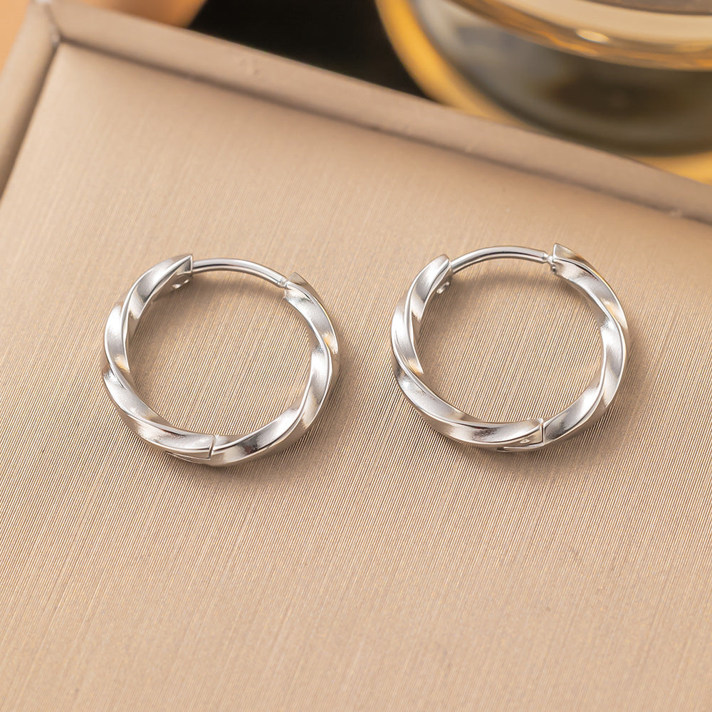 Women's Steel Round High-grade Mild Luxury Retro Stainless Earrings