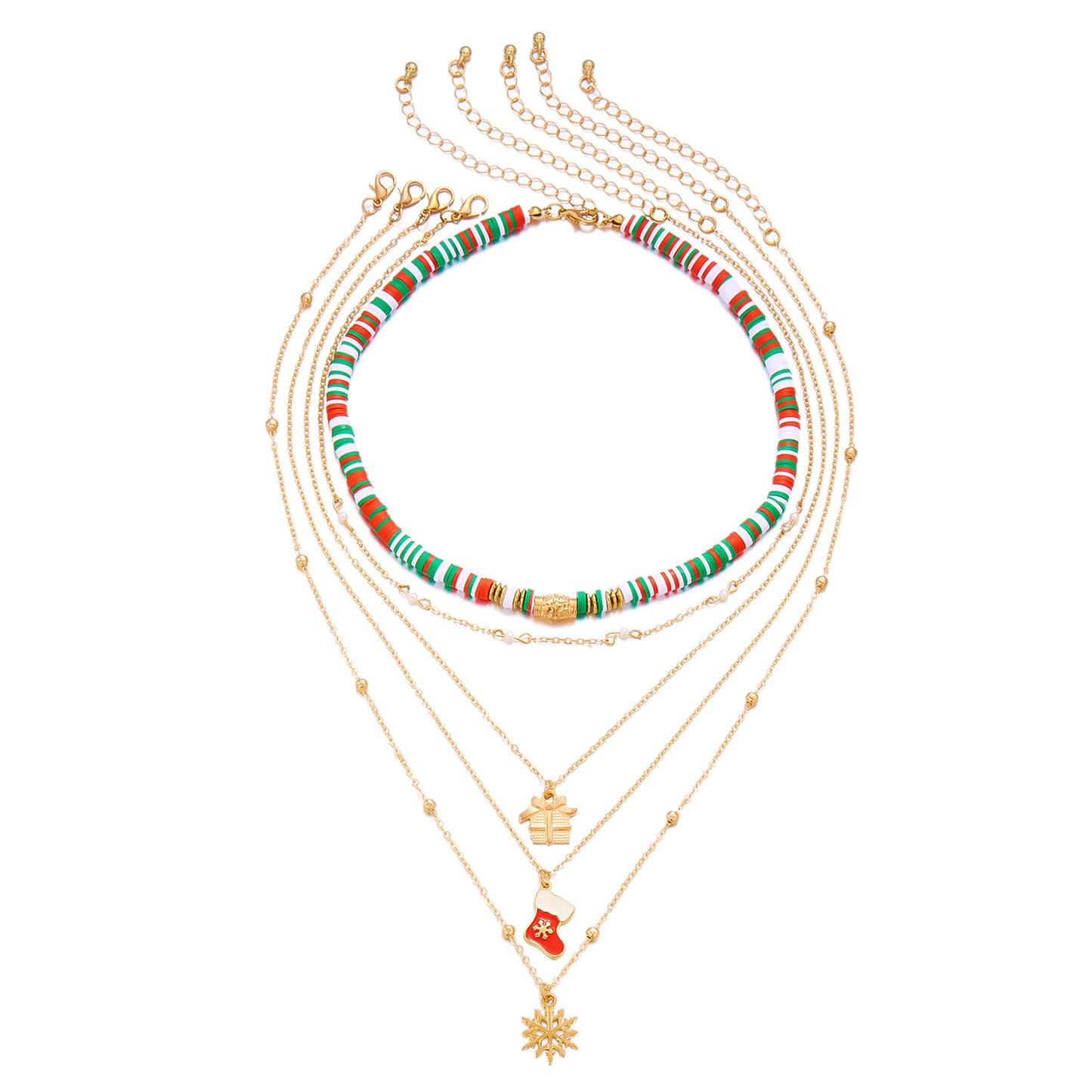 Durable Christmas Polymer Clay Beaded Style Necklaces