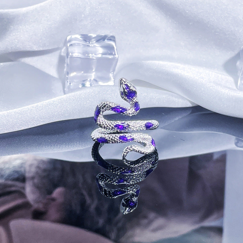 Texture Snake-shaped Drip Glazed Open Female Rings