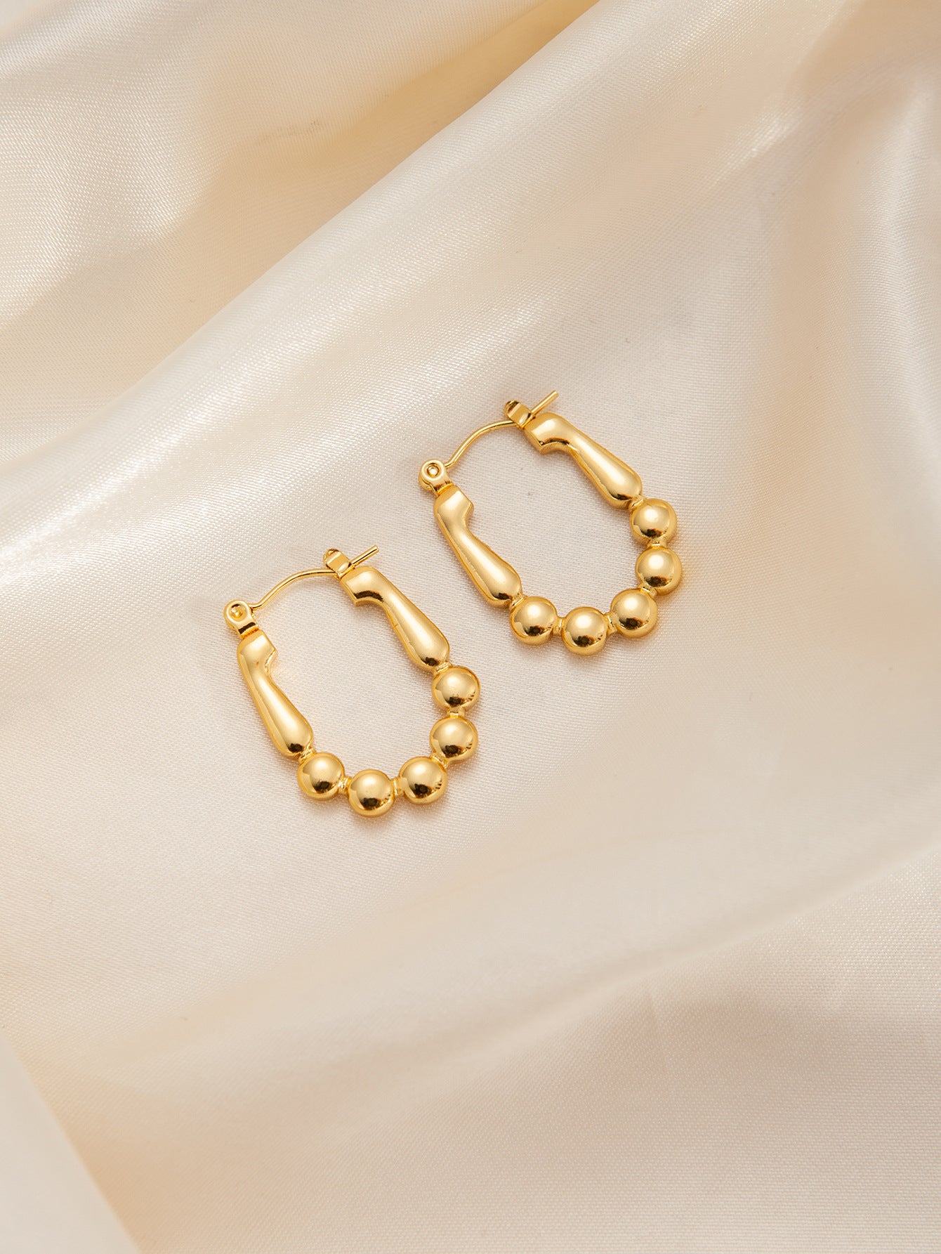 Stainless Steel Ginkgo Leaf Petals Golden Earrings