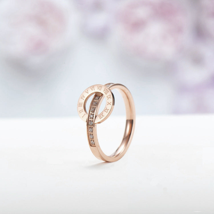 Titanium Female Simple Fashion Personality Style Gold Index Rings