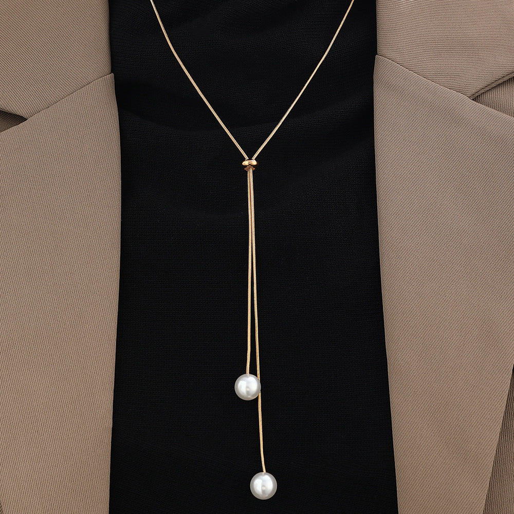 Pull Adjustable Pearl High-grade Design Sense Necklaces