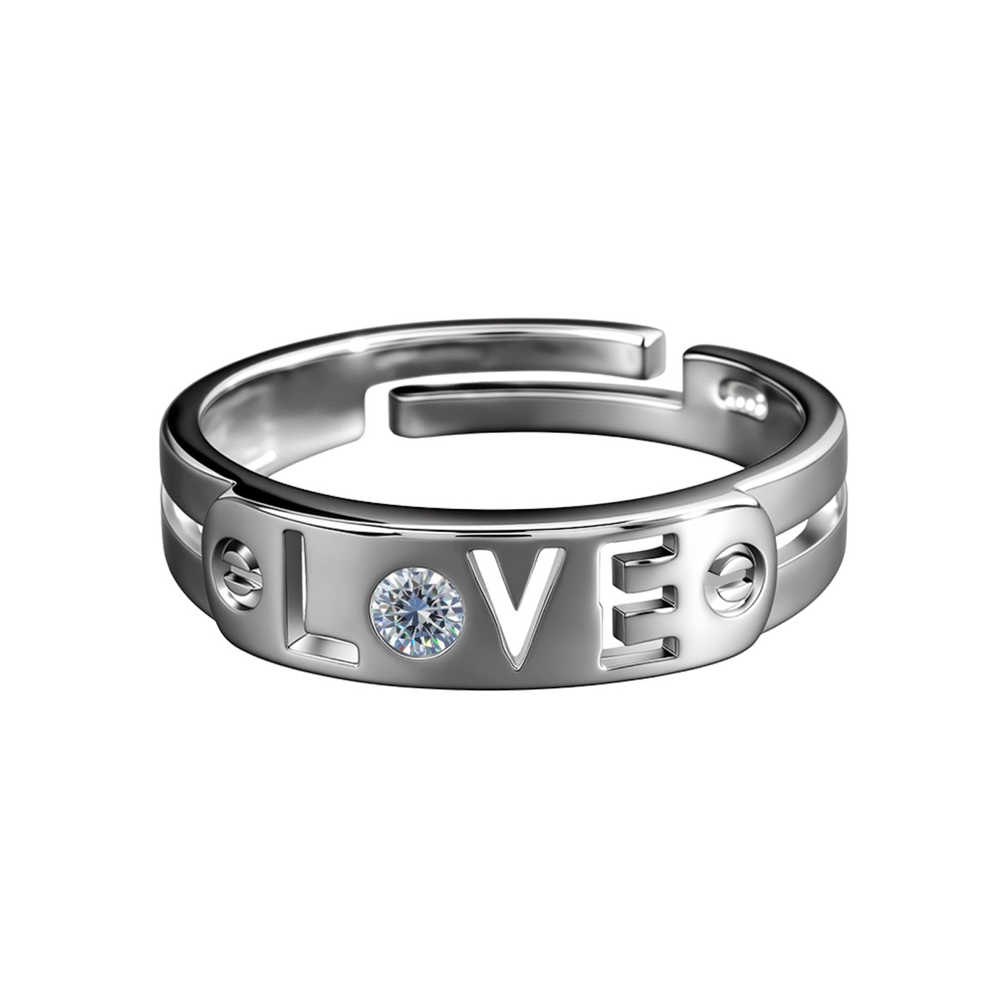 Green Copper Beaded Open Light Luxury Couple Versatile Ring