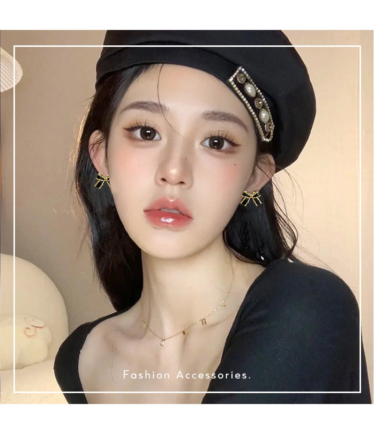 Women's French Style Bow For Niche Design Earrings