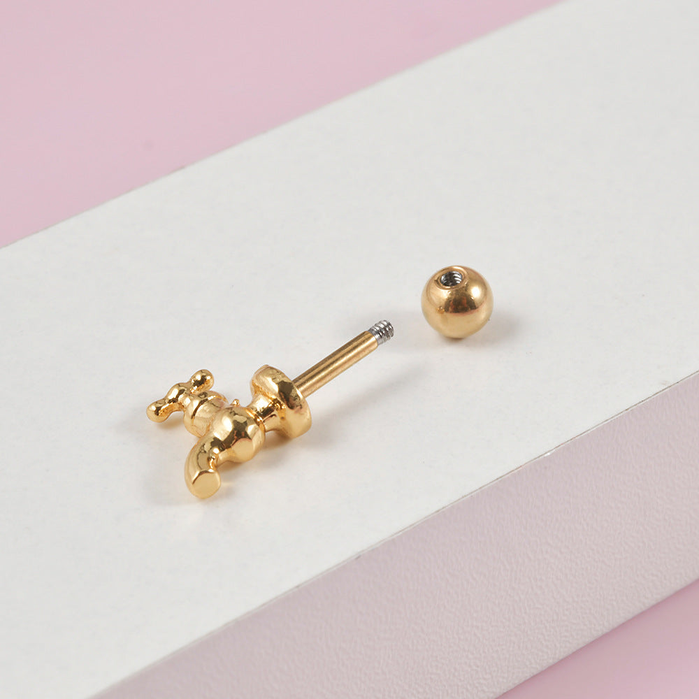 Twist Ball Screw Water Drop Ear Earrings