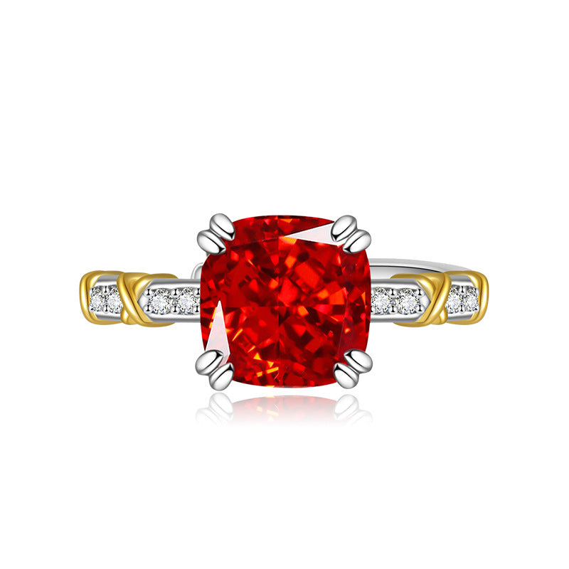 Flower Cut Color Zircon Female Gold Points Advanced Design Rings