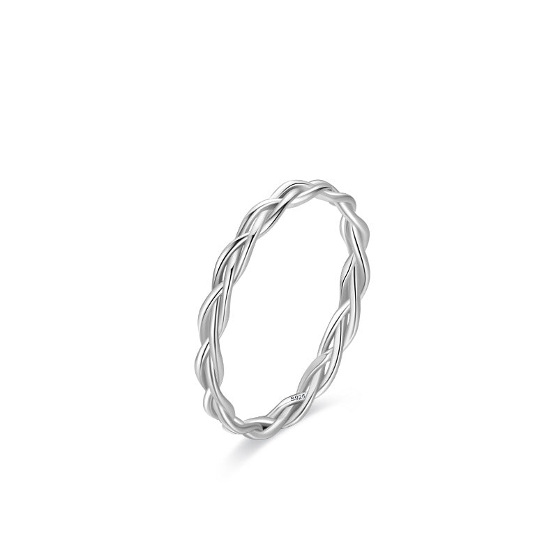 Women's Sier Cross Twist Braid Simple Stackable Popular Rings