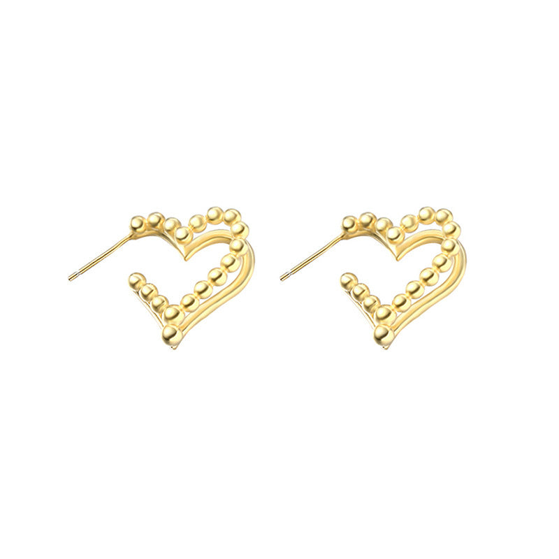Women's Double Layers Loving Heart For Niche Temperament Irregular Retro Earrings
