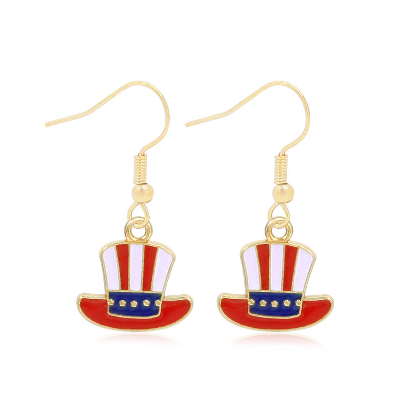 Alloy Dripping Oil Stars Stripes National Rings