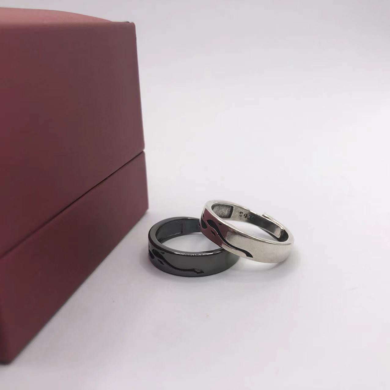 Foam Sier Couple Personality Ancient Style Rings