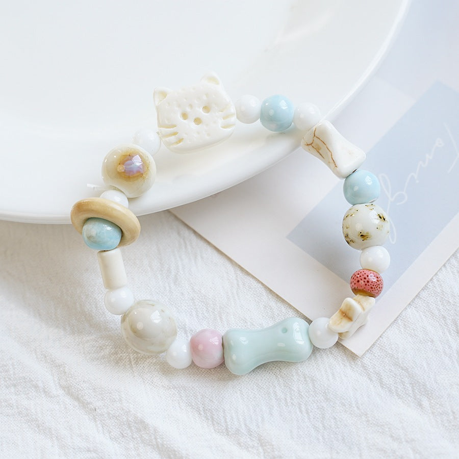 Ceramic High-grade Biscuit Cat Series Design Bracelets