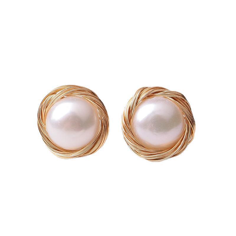 Women's Freshwater Pearl Ear Winding Small Summer Earrings