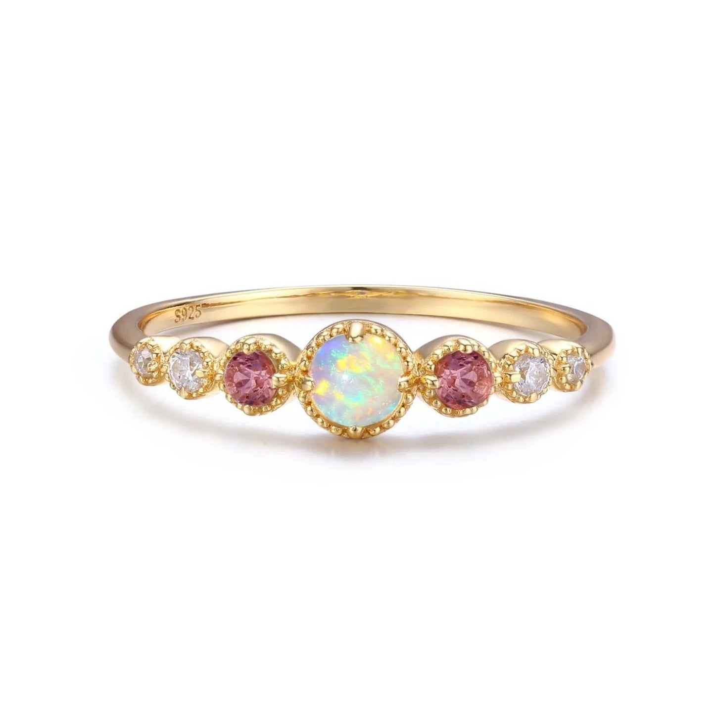 Women's Row Diamond Opal Round Simple Fashion Rings