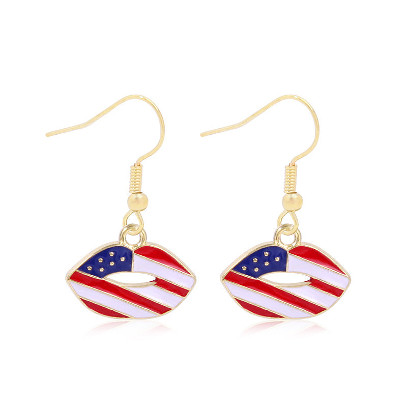 Alloy Dripping Oil Stars Stripes National Rings