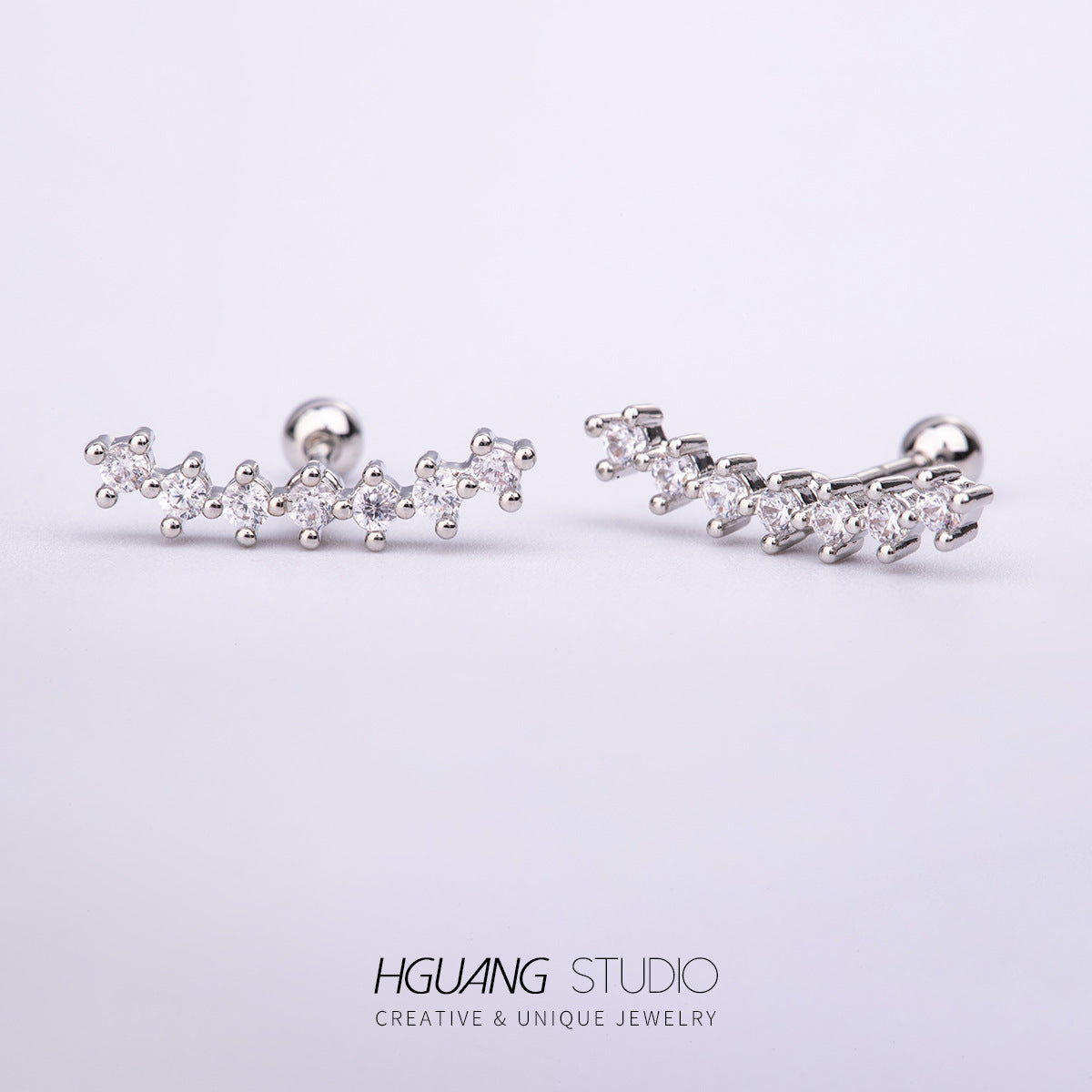 Steel Gold Micro Inlaid Zirconium Ear Earrings