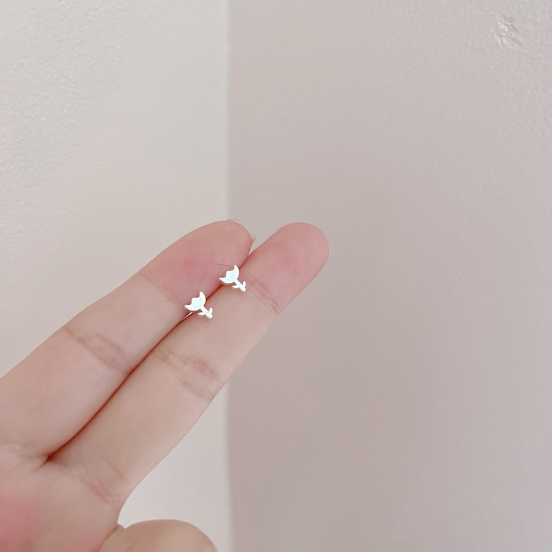 Exquisite Small Glazed Surface Ear Three-piece Suit Earrings