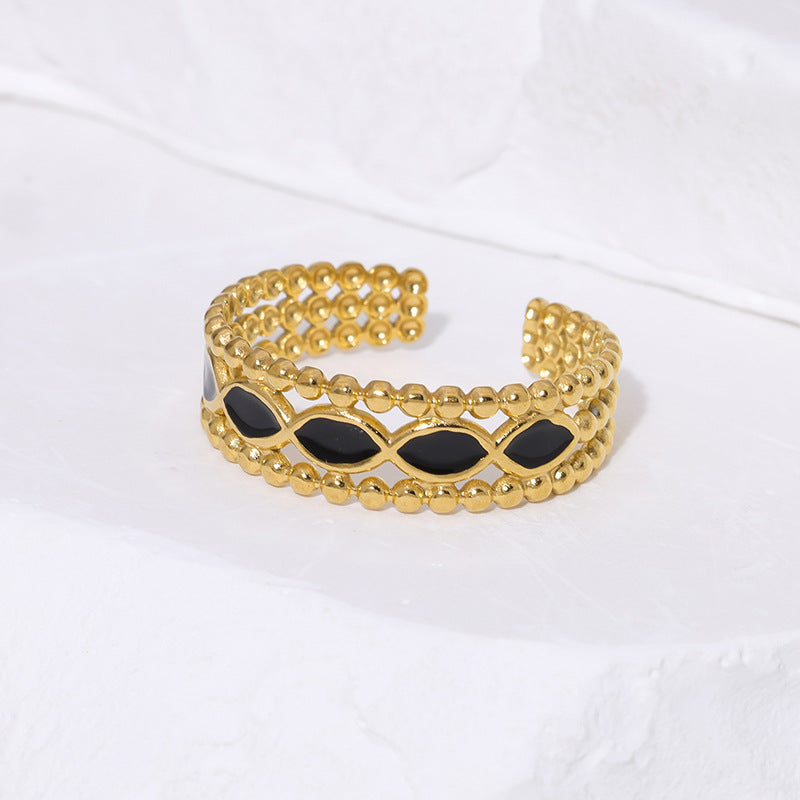 Women's French Retro Stainless Steel Open Hollow Drop Oil Rings