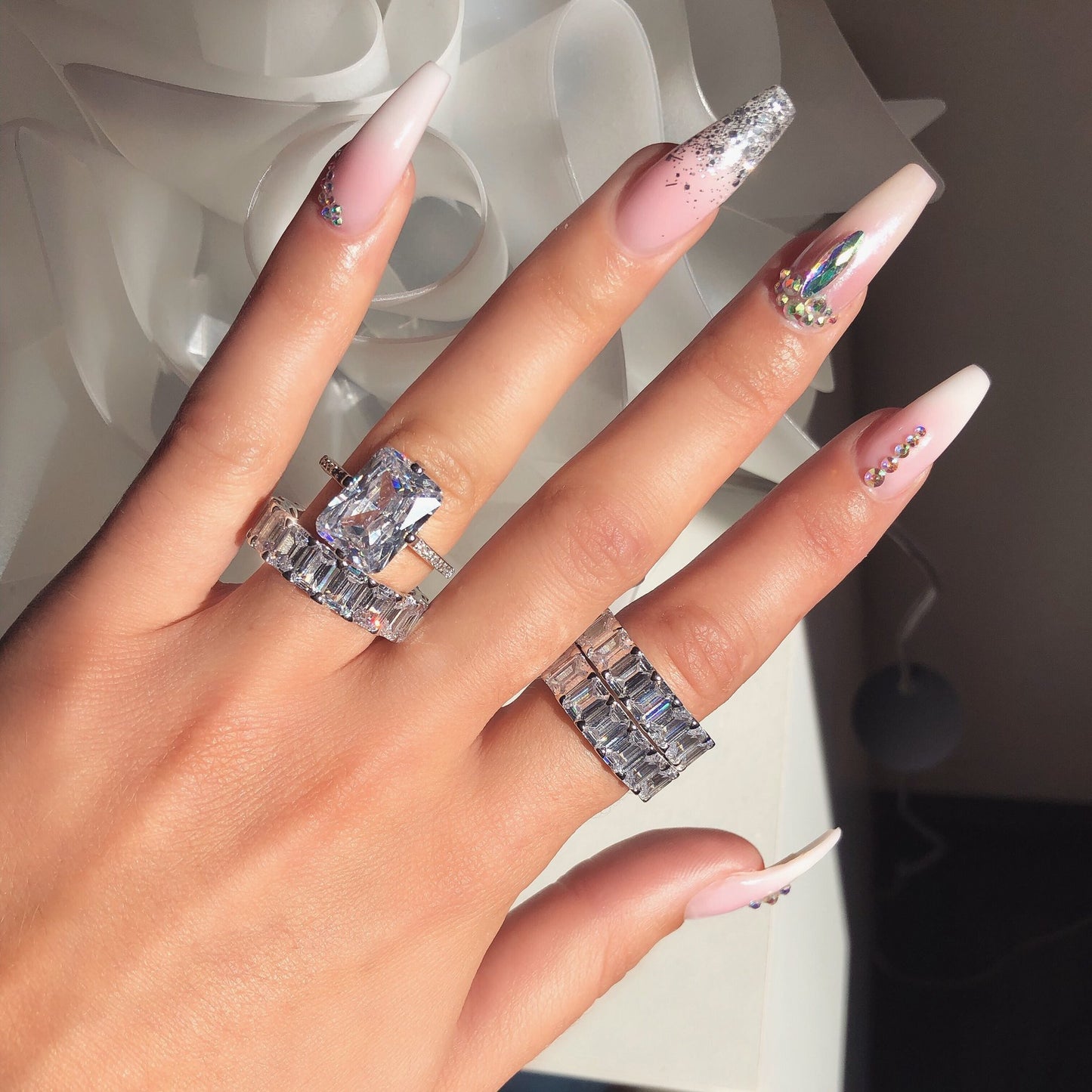 Engagement Proposal Princess Square Diamond Electroplated Rings