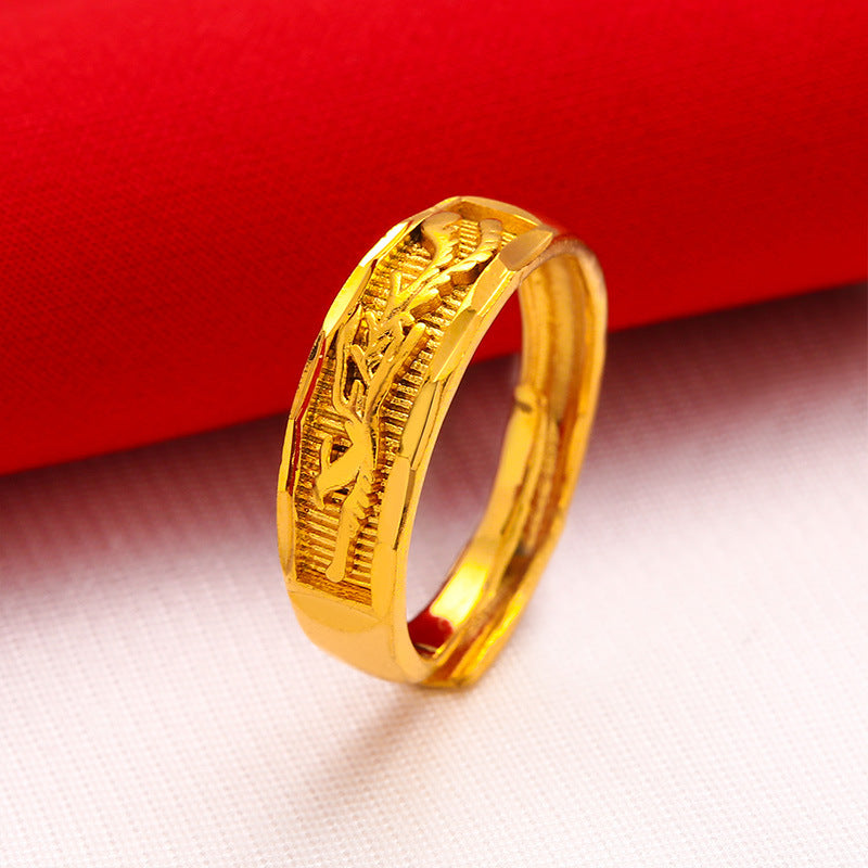Women's & Men's Gold Couple Gold-plated Jewelry Brass Wedding Rings