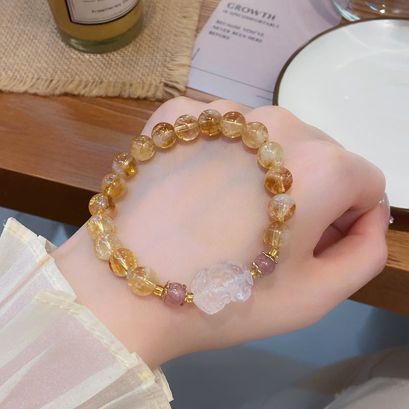 Style Retro Artistic Ethnic Yellow Tower Crystal National Fashion Bracelets