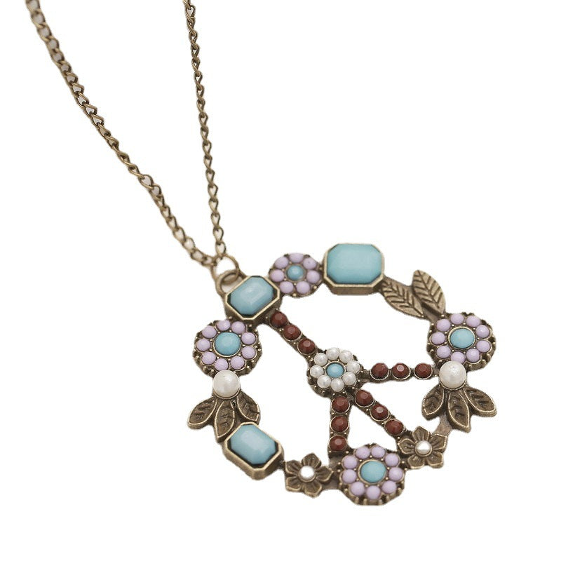 Retro Ornament Inlaid Pearl Wind Flower Necklaces