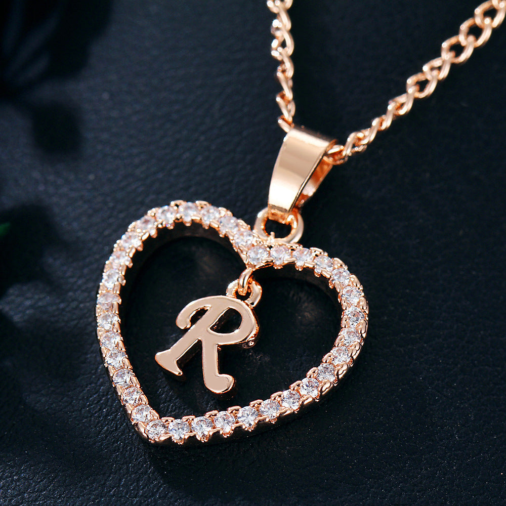 Letter Heart-shaped Zircon Jewelry Clavicle Chain Necklaces