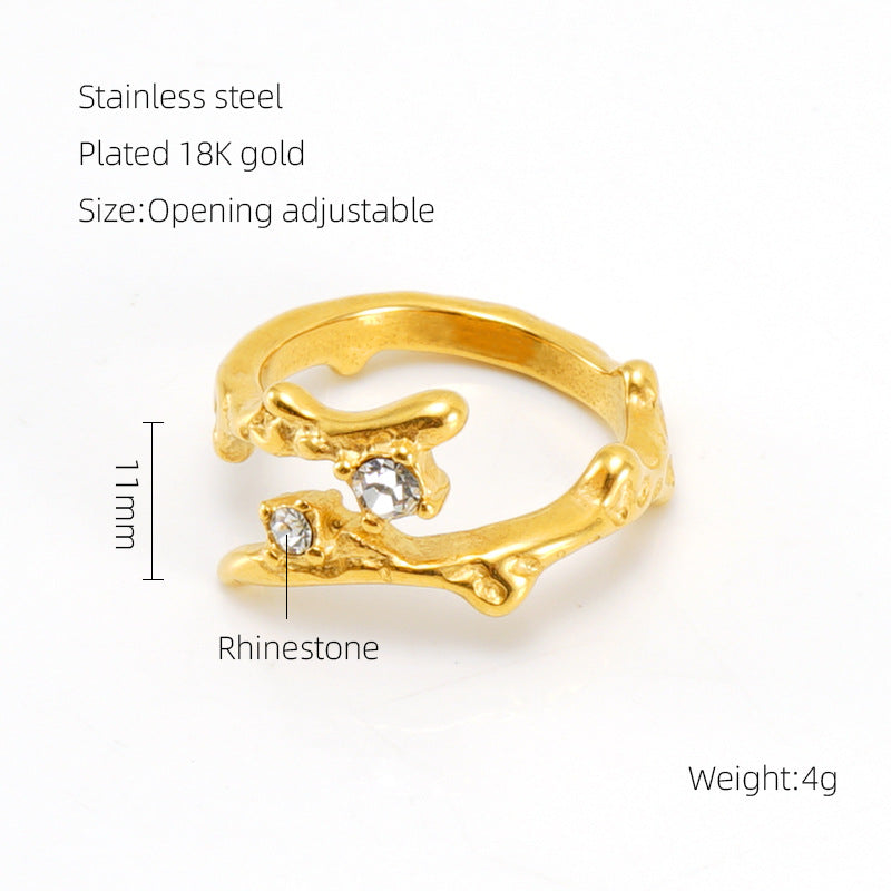 Titanium Steel Luminous Stone Open Female Rings