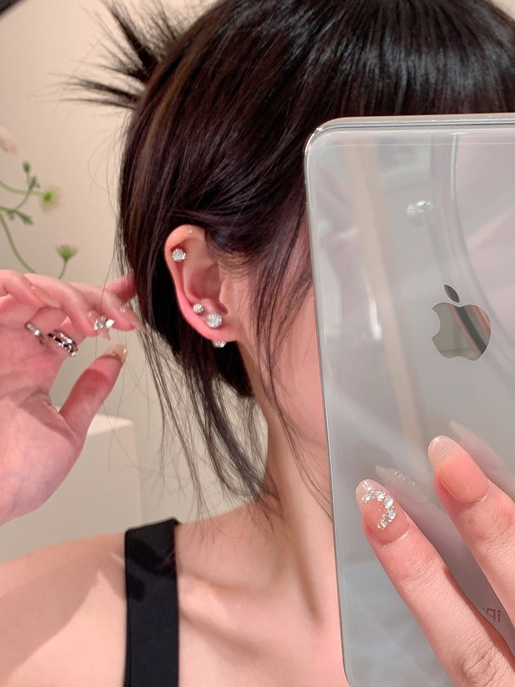 Women's Sleep Sterling Sier Auricular Needle Niche High Sense Zircon Earrings