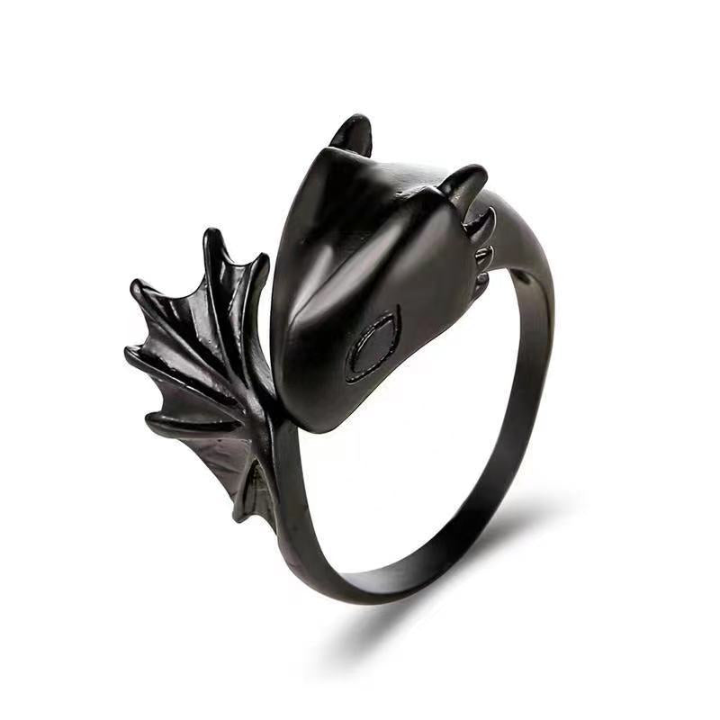 Retro Small Flying Dragon Fashion Unique Design Dark Rings
