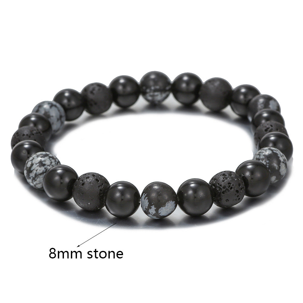 Live Broadcast Volcanic Rock Black Agate Map Stone Beaded Bracelets